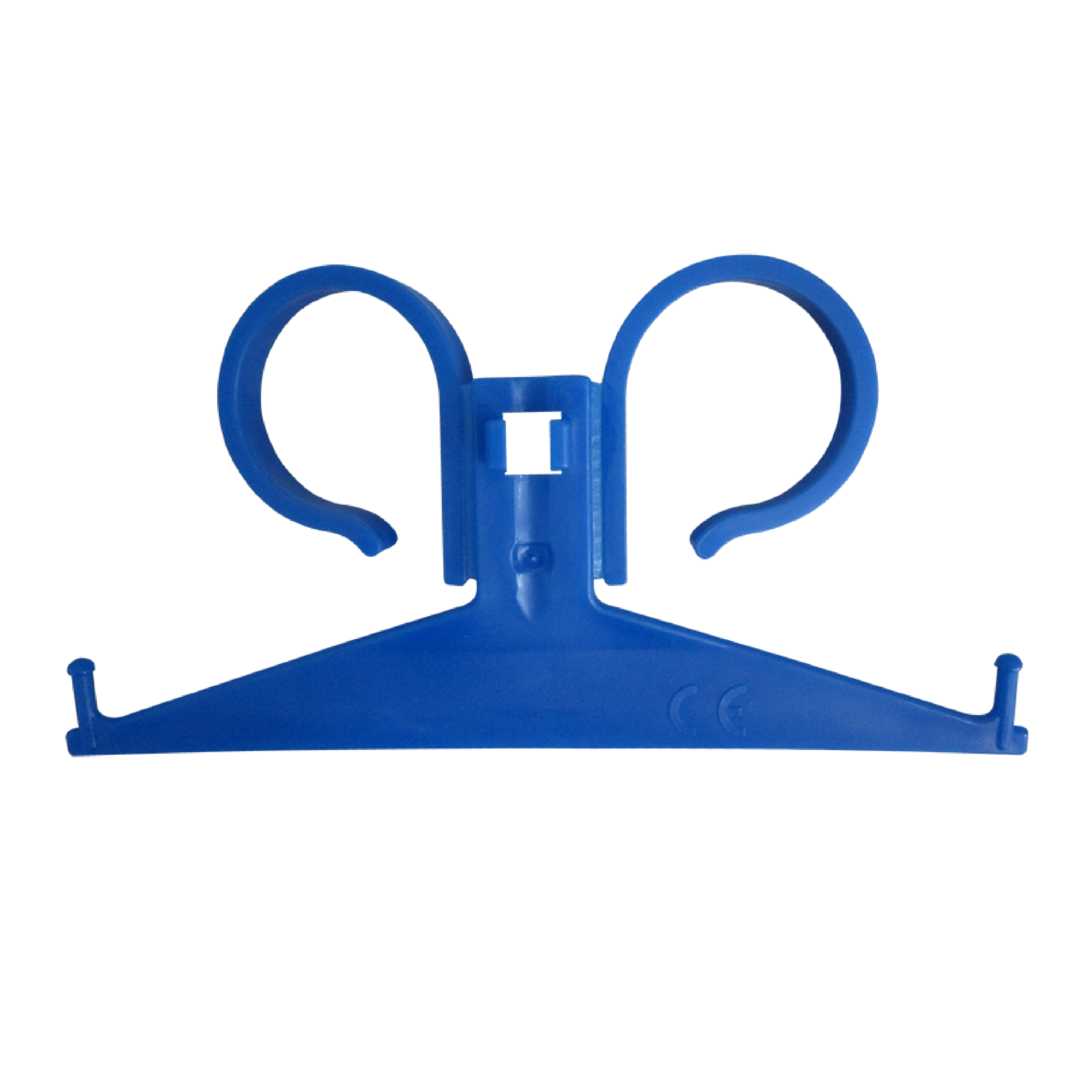 Mediflex blue plastic urine bag holder with dual hooks for secure attachment in continence care